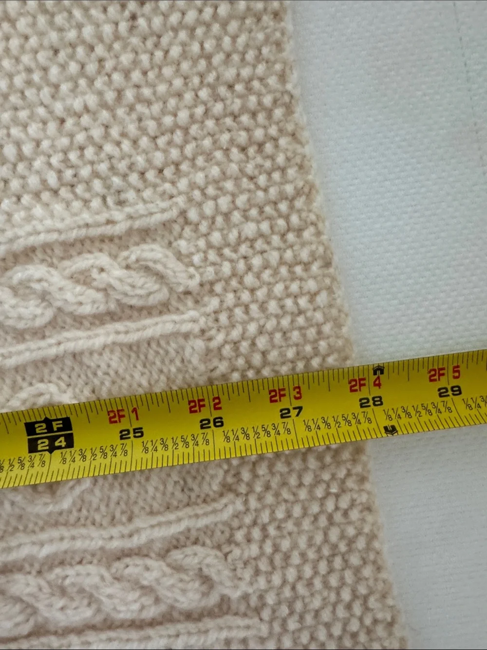 Hand Crafted Cream Cable Knit Wool Baby Blanket